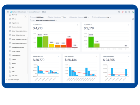 BigHand Business Intelligence screen shot of product