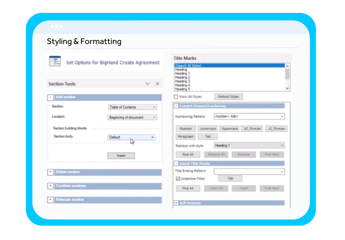 BigHand Document Creation - Styling & Formatting screen shot of product