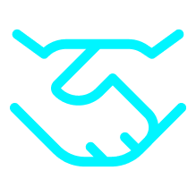 hands shaking in cyan
